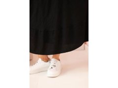Dámské šaty plus size s krátkým rukávem a volánem z lehké viskózy černá 2
