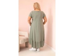 Dámské šaty plus size s&nbsp;krátkým rukávem a&nbsp;volánem z&nbsp;lehké viskózy khaki 1