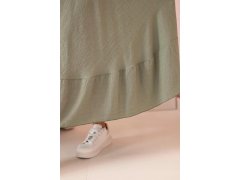 Dámské šaty plus size s&nbsp;krátkým rukávem a&nbsp;volánem z&nbsp;lehké viskózy khaki 3