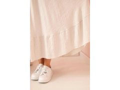 Dámské šaty plus size s&nbsp;krátkým rukávem a&nbsp;volánem z&nbsp;lehké viskózy béžová 1
