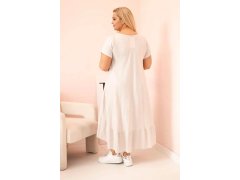 Dámské šaty plus size s&nbsp;krátkým rukávem a&nbsp;volánem z&nbsp;lehké viskózy béžová 2