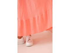 Dámské šaty plus size s krátkým rukávem a volánem z lehké viskózy růžová 2