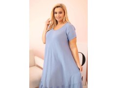 Dámské šaty plus size s&nbsp;krátkým rukávem a&nbsp;volánem z&nbsp;lehké viskózy džínová 3
