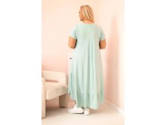 Dámské šaty plus size s&nbsp;krátkým rukávem a&nbsp;volánem z&nbsp;lehké viskózy mátová 1