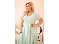 Dámské šaty plus size s&nbsp;krátkým rukávem a&nbsp;volánem z&nbsp;lehké viskózy mátová 2
