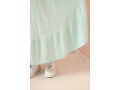Dámské šaty plus size s&nbsp;krátkým rukávem a&nbsp;volánem z&nbsp;lehké viskózy mátová 3