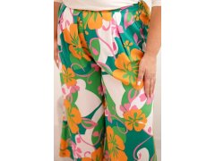 Dámské kalhoty Plus Size z&nbsp;viskózy s&nbsp;květinovým vzorem oranžová 2