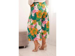 Dámské kalhoty Plus Size z&nbsp;viskózy s&nbsp;květinovým vzorem oranžová 3