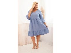Dámské viskózové šaty Plus Size s ažurovou ozdobou džínová 1