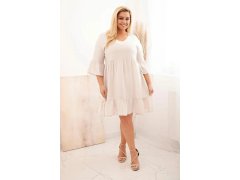 Dámské viskózové šaty Plus Size s ažurovou ozdobou béžová 1