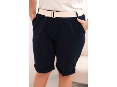 Dámské bavlněné šortky Plus Size s&nbsp;páskem tmavě modrá 2