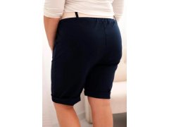Dámské bavlněné šortky Plus Size s&nbsp;páskem tmavě modrá 3