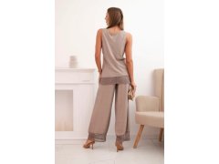 Dámský komplet z&nbsp;viskózy, top na širokých ramínkách a&nbsp;kalhoty s&nbsp;širokým nohavicemi fango 2