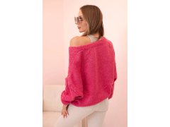 Dámský svetr s&nbsp;výstřihem do V a&nbsp;knoflíky tmavě růžový 2