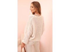 Dámský svetr s&nbsp;výstřihem do V a&nbsp;knoflíky béžový 2