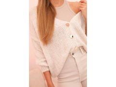 Dámský svetr s&nbsp;výstřihem do V a&nbsp;knoflíky béžový 3