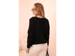 Svetr dámský s&nbsp;výstřihem do V a&nbsp;knoflíky černý 2