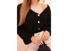 Svetr dámský s&nbsp;výstřihem do V a&nbsp;knoflíky černý 3