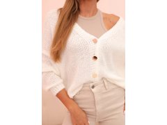 Dámský svetr s&nbsp;výstřihem do V a&nbsp;knoflíky ecru 3
