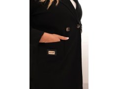 Dámský elegantní kabát Plus Size s&nbsp;límcem a&nbsp;velkými kapsami černý 3