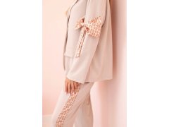 Dámská souprava s&nbsp;viskózou – sako s&nbsp;klopami a&nbsp;kalhoty s&nbsp;lampasem béžový 3