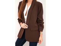 Elegantní sako s klopami hnědé 5