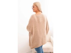 Dámský svetr Plus Size z&nbsp;akrylu volného střihu s&nbsp;3/4 rukávem camelový 2