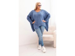 Dámský svetr Plus Size s&nbsp;akrylem volného střihu a&nbsp;rukávem 3/4 denimový 1