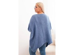 Dámský svetr Plus Size s&nbsp;akrylem volného střihu a&nbsp;rukávem 3/4 denimový 2