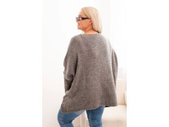 Dámský svetr Plus Size z&nbsp;akrylu s&nbsp;volným střihem a&nbsp;3/4 rukávem grafitový 2