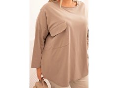 Dámská blůza Plus Size s bavlnou, s kapsou a ohrnovacími rukávy fango 3