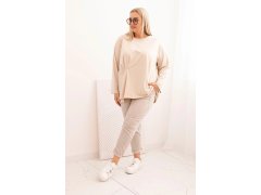 Dámská blůza Plus Size s bavlnou, kapsou a ohrnutým rukávem kiwi 1