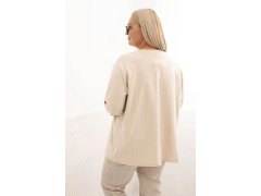 Dámská blůza Plus Size s bavlnou, kapsou a ohrnutým rukávem kiwi 2