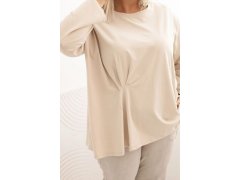 Dámská blůza Plus Size s bavlnou, kapsou a ohrnutým rukávem kiwi 3