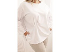 Dámská blůza Plus Size s&nbsp;bavlnou, kapsou a&nbsp;ohrnutým rukávem kiwi 3