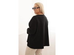 Dámská blůza Plus Size s&nbsp;bavlnou, kapsou a&nbsp;ohrnutým rukávem kiwi 2