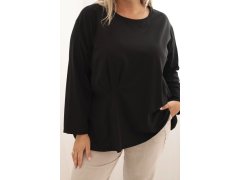 Dámská blůza Plus Size s&nbsp;bavlnou, kapsou a&nbsp;ohrnutým rukávem kiwi 3