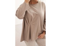 Dámská blůza Plus Size s bavlnou, kapsou a ohrnutým rukávem kiwi 3