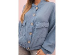 Dámská mušelínová košile s&nbsp;dlouhým rukávem džínová modrá 1