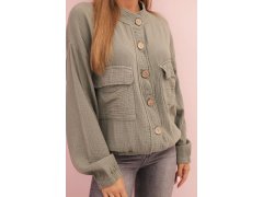 Dámská mušelínová košile s&nbsp;dlouhým rukávem khaki 2