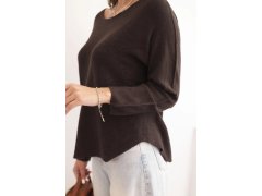Dámský svetr z&nbsp;viskózy s&nbsp;dlouhým rukávem a&nbsp;kulatým výstřihem hnědý 2