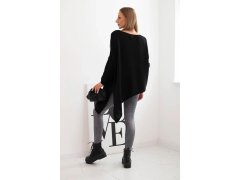 Svetr dámský vlněný asymetrický Plus Size s výstřihem do V černý 2