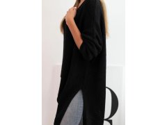 Svetr dámský vlněný asymetrický Plus Size s výstřihem do V černý 3