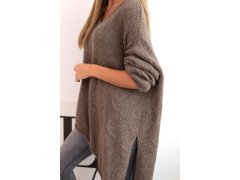 Dámský asymetrický vlněný svetr Plus Size s V výstřihem fango 3