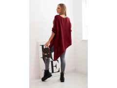 Dámský asymetrický svetr z&nbsp;vlny Plus Size s&nbsp;výstřihem do V bordový 2