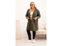 Dámský kabát Plus Size z&nbsp;umělého beránka s&nbsp;kapsami khaki 1