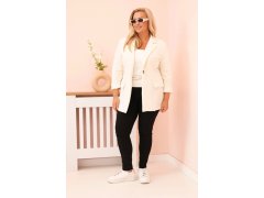 Dámská blazer z viskózy Plus Size s dlouhým rukávem a límcem ecru 1