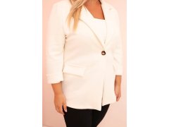 Dámská blazer z viskózy Plus Size s dlouhým rukávem a límcem ecru 3