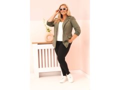 Dámská viskózová blazer Plus Size s&nbsp;dlouhým rukávem a&nbsp;límcem khaki 1