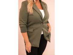 Dámská viskózová blazer Plus Size s&nbsp;dlouhým rukávem a&nbsp;límcem khaki 3